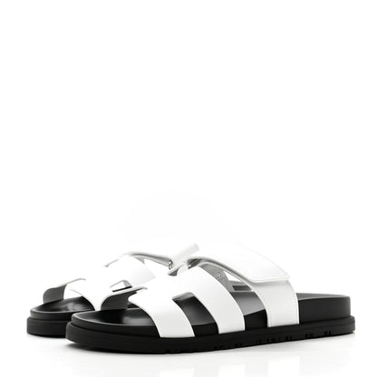 Hermes Calfskin Womens Chypre Sandals 37 White 3 of 9