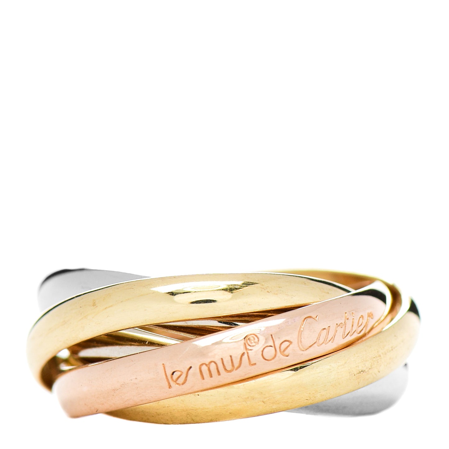 18K Pink Yellow White Gold Five Band Les Must De Cartier Trinity Ring 49 4.75
