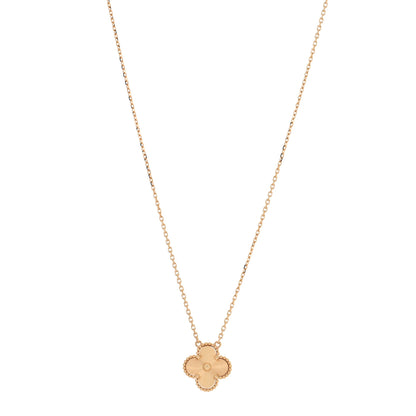 Van Cleef & Arpels 18K Yellow Gold Guilloche Vintage Alhambra Pendant Necklace 1 of 5