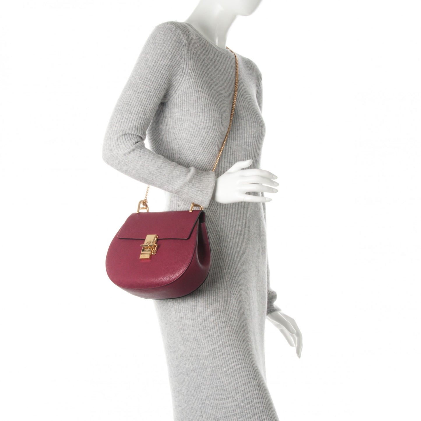 Grained Lambskin Drew Shoulder Bag Wine Purple
