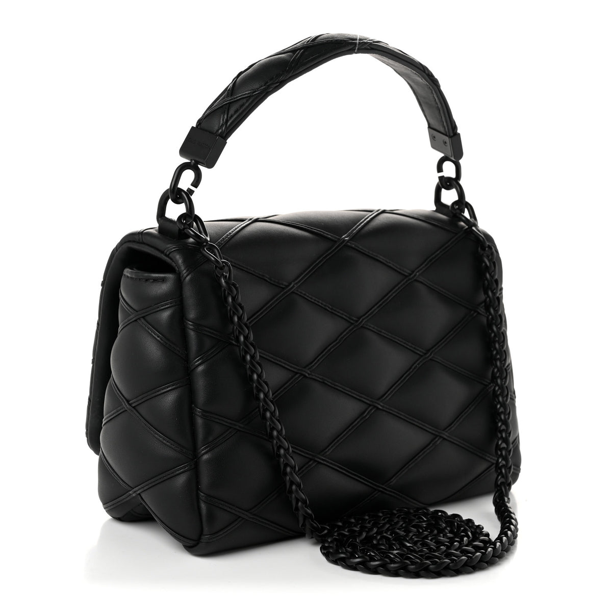 Louis Vuitton Lambskin Malletage Monochrome Top Handle GO-14 MM Black 4 of 10