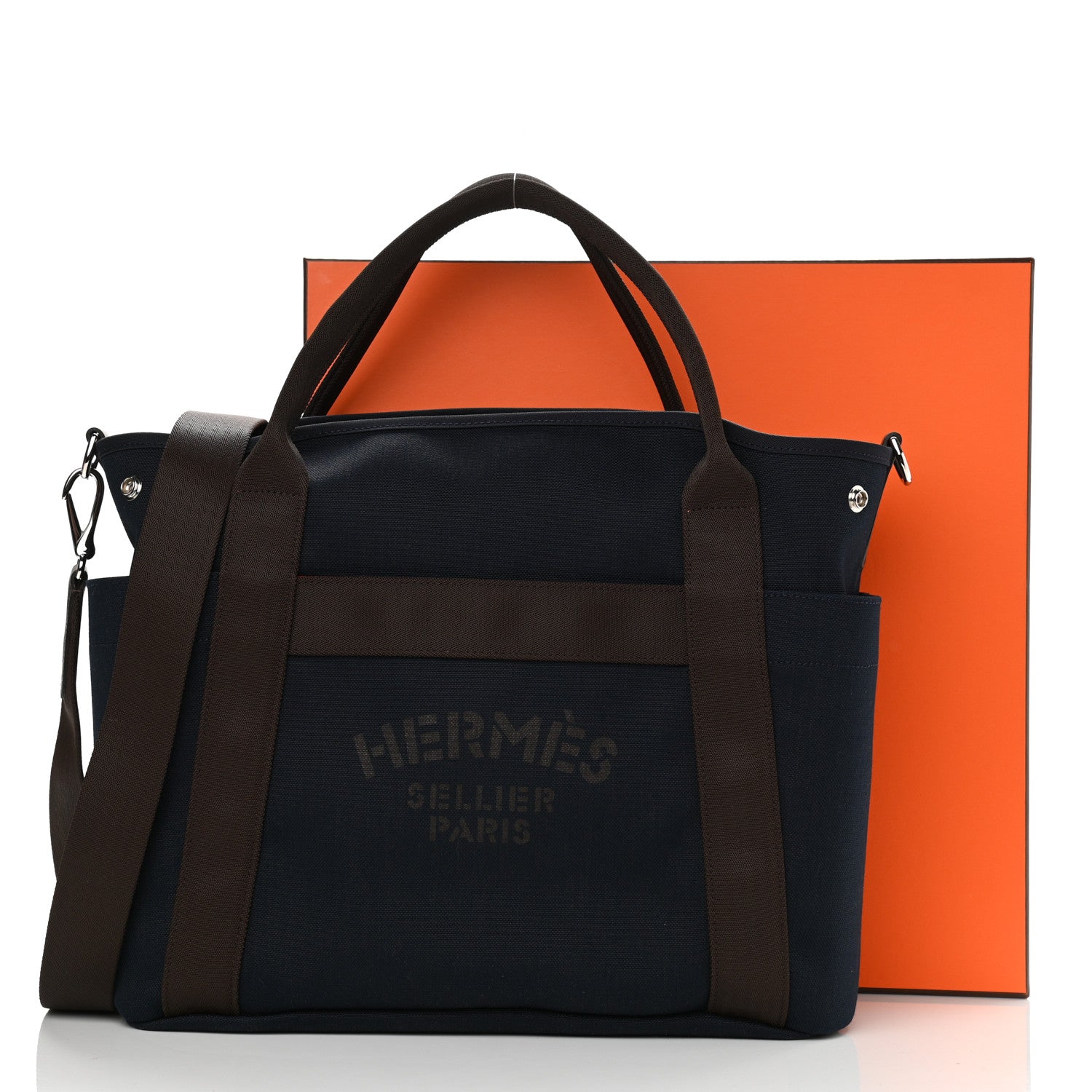 Hermes Toile Sac De Pansage Groom Bleu Navy Feu 13 of 13