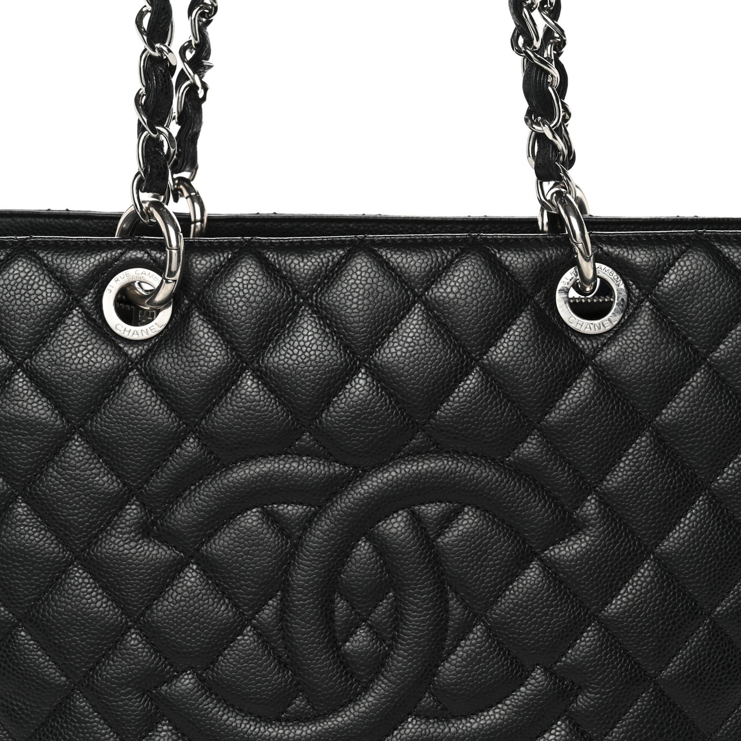 Caviar Quilted Grand Shopping Tote GST Black