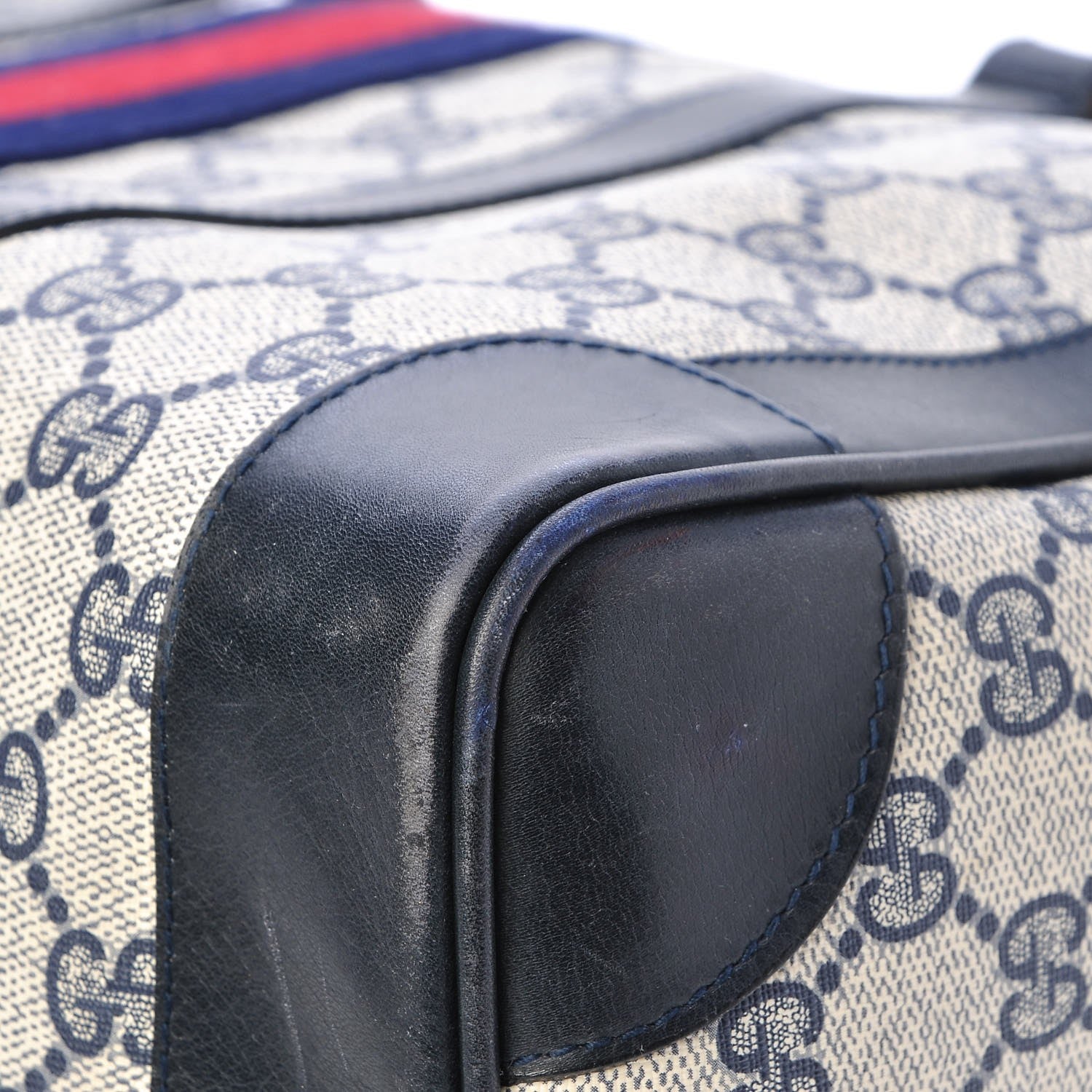 Gucci Coated Canvas Monogram Web Boston Navy 8 of 10
