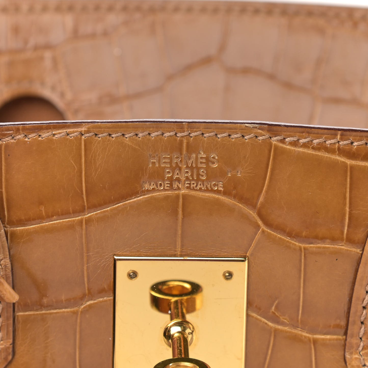 Shiny Niloticus Crocodile Birkin 30 Camel