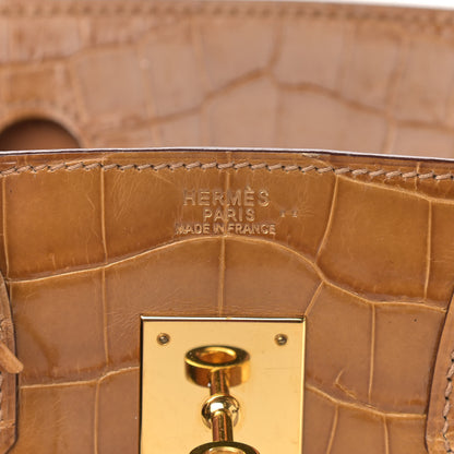 Hermes Shiny Niloticus Crocodile Birkin 30 Camel 6 of 11