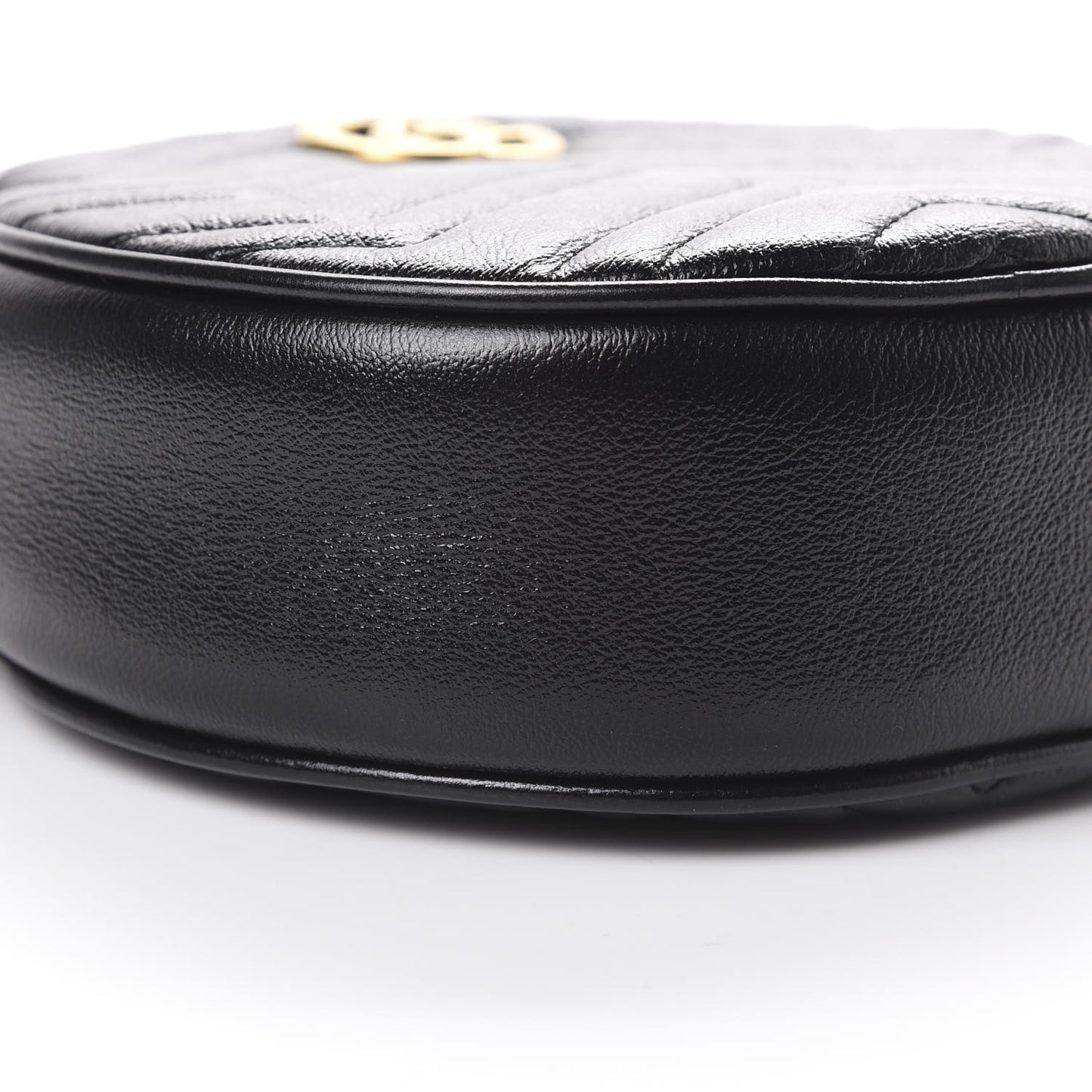 Azalea Calfskin Matelasse Heart Mini GG Marmont Round Shoulder Bag Black