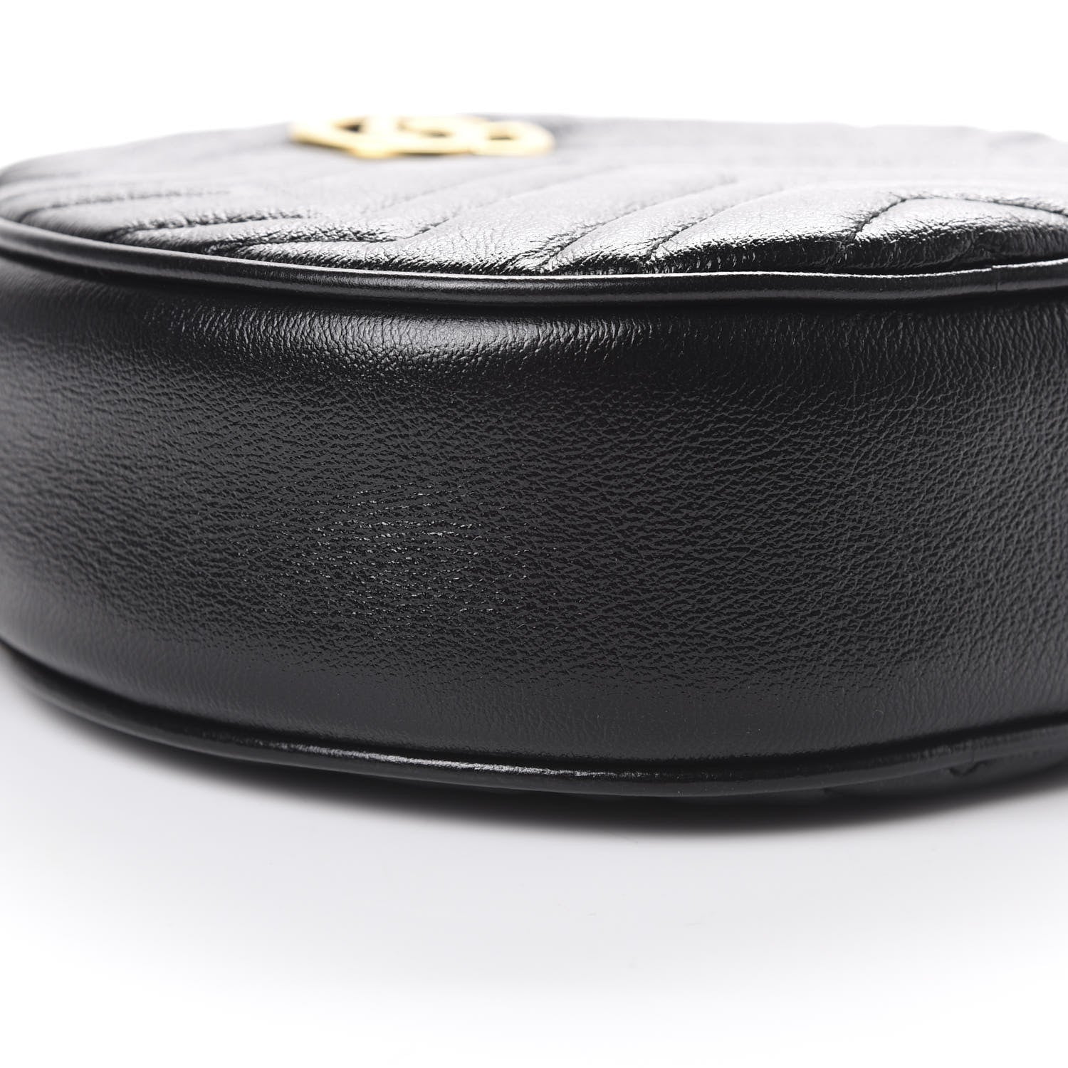 Gucci Azalea Calfskin Matelasse Heart Mini GG Marmont Round Shoulder Bag Black 8 of 9