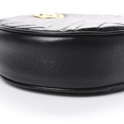 Gucci Azalea Calfskin Matelasse Heart Mini GG Marmont Round Shoulder Bag Black 8 of 9