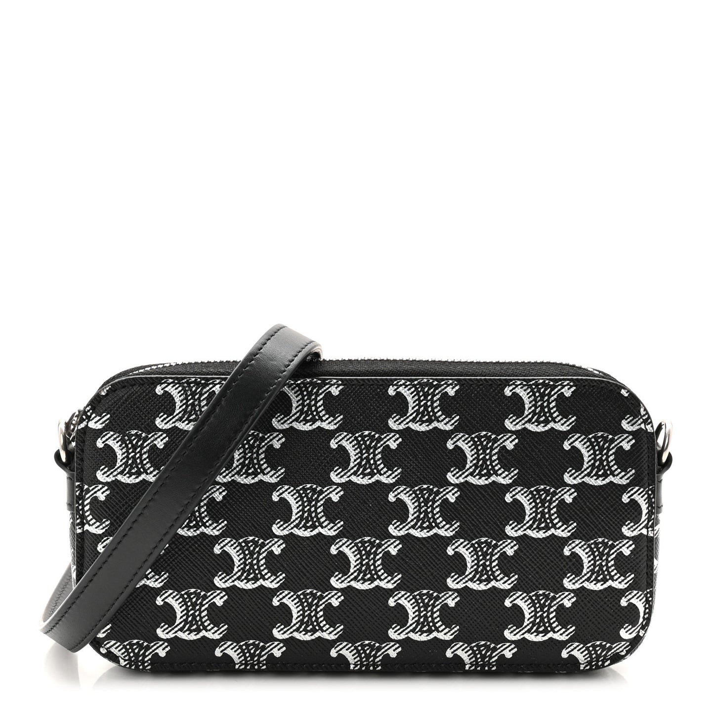 Triomphe Canvas Horizontal Pouch Silver Black