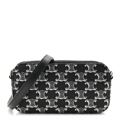Celine Triomphe Canvas Horizontal Pouch Silver Black 2 of 23