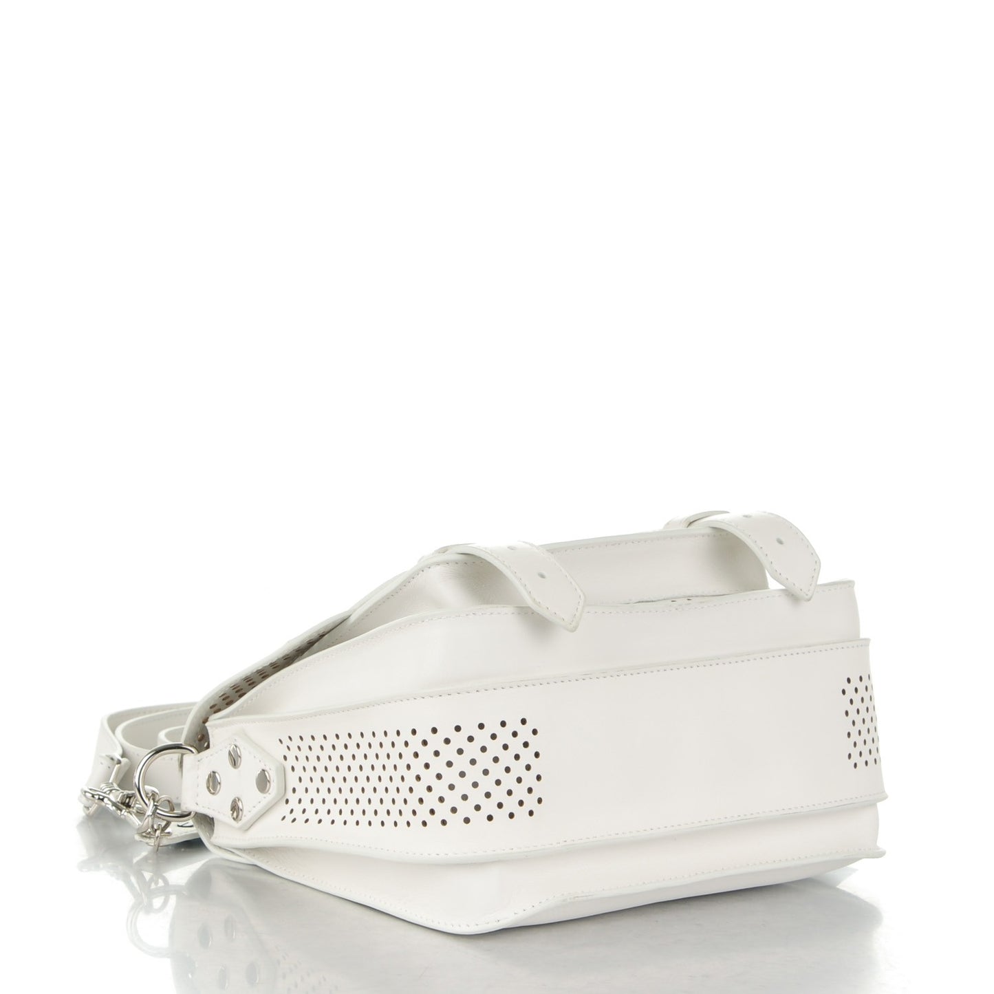 Perforated Calfskin PS1 Pouch Messenger Optic White