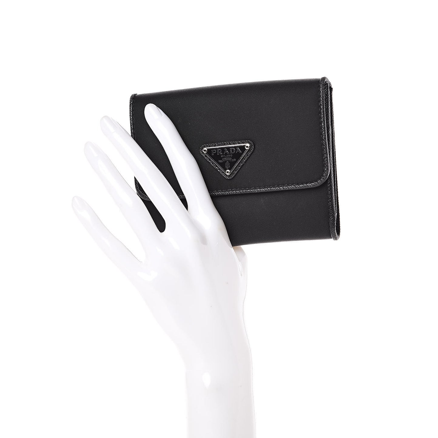 Tessuto Nylon Vela Saffiano Wallet Black