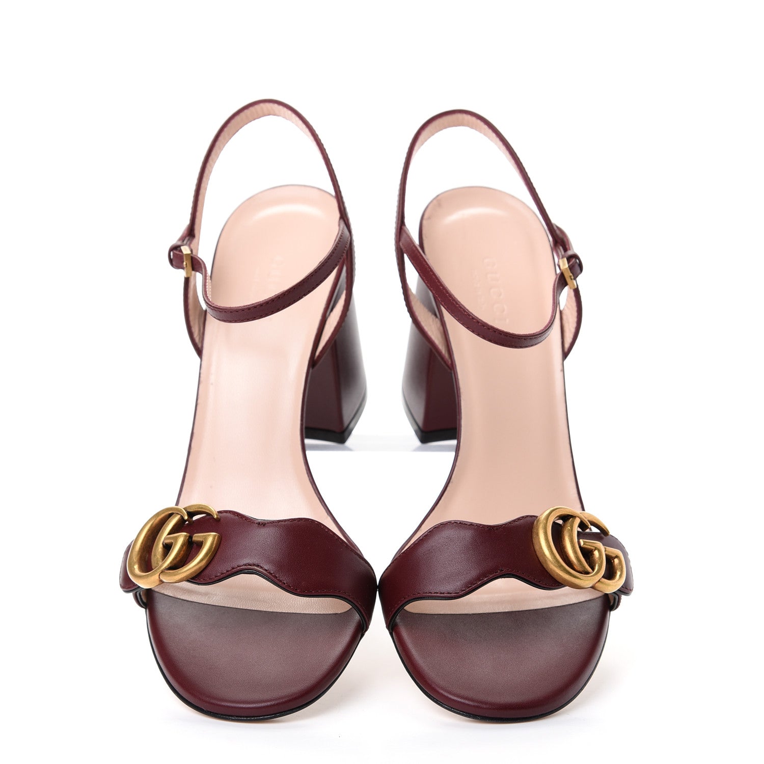 Gucci Lifford Calfskin GG Marmont Ankle Wrap 75mm Sandals 38 Vintage Bordeaux 5 of 11