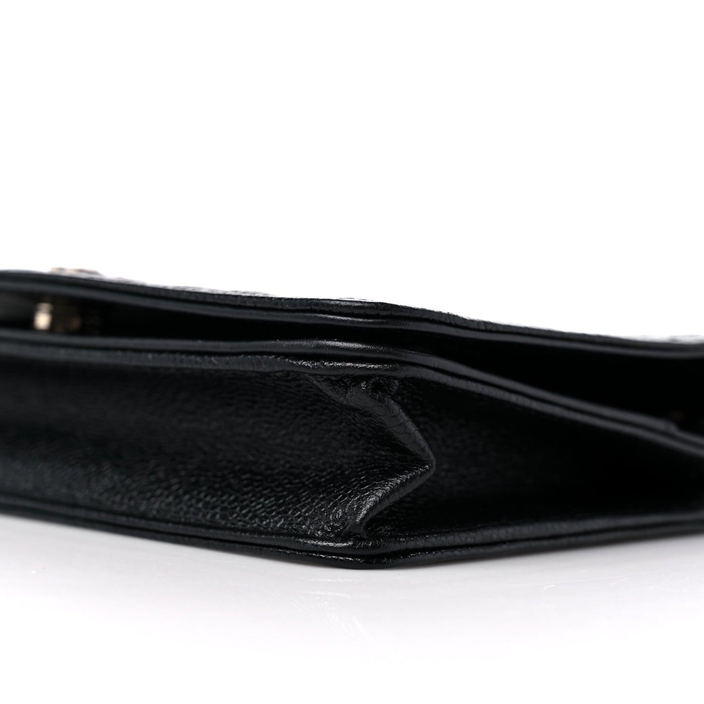 Caviar Camellia Embossed Wallet On Chain WOC Black