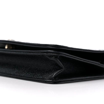 Chanel Caviar Camellia Embossed Wallet On Chain WOC Black 9 of 11