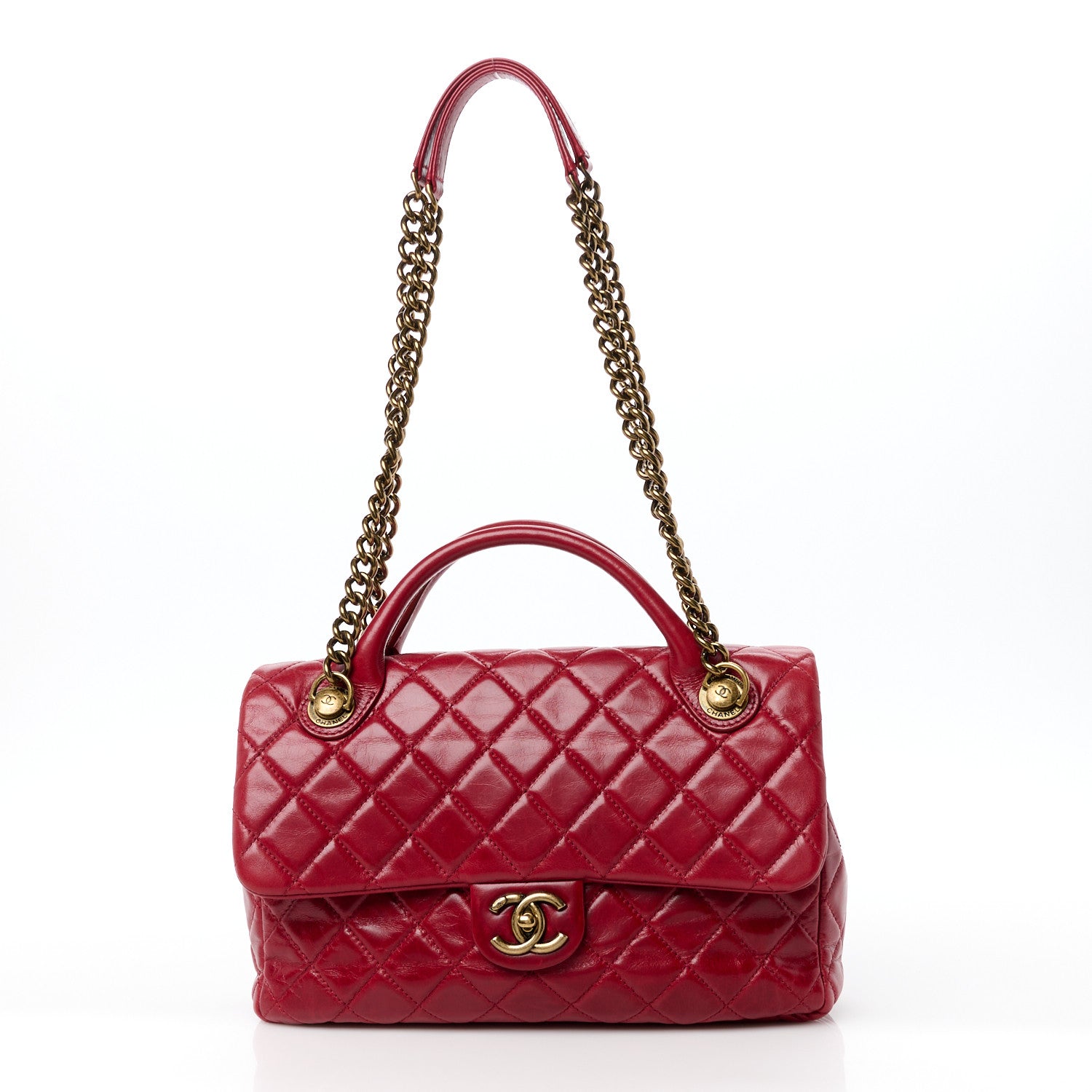 Chanel Glazed Calfskin Castle Rock Medium Flap Red 1 of 14