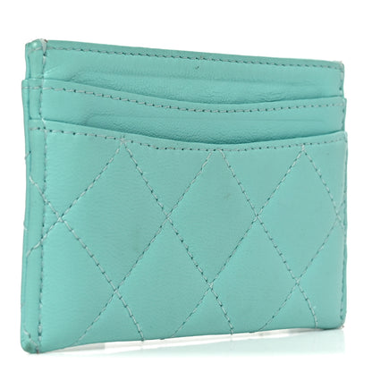 Chanel Lambskin Quilted Card Holder Turquoise 3 of 9