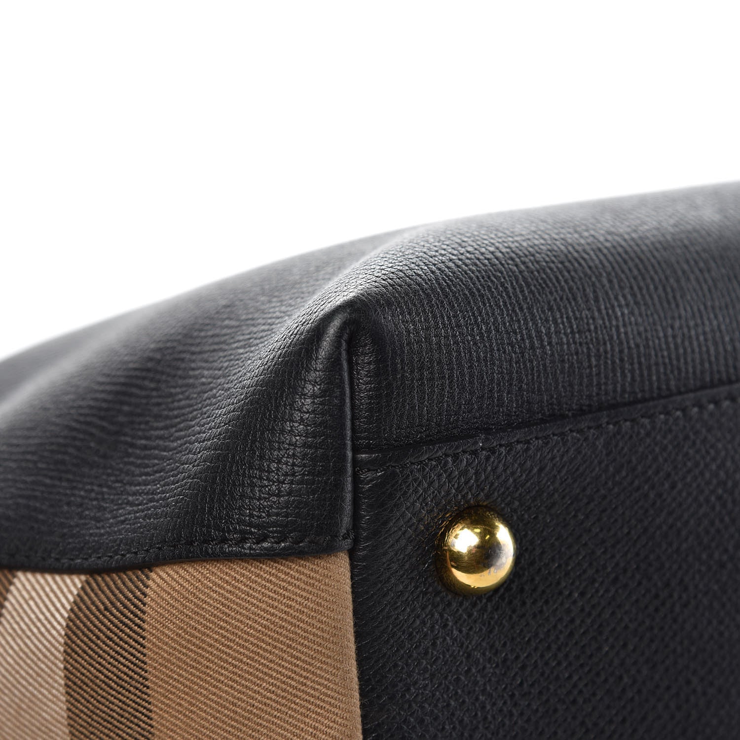 Burberry Derby Calfskin House Check Medium Welburn Tote Black 11 of 13