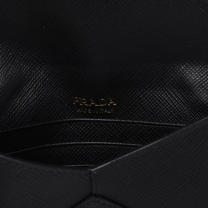 Prada Saffiano Metal Envelope Compact Wallet Black 6 of 8