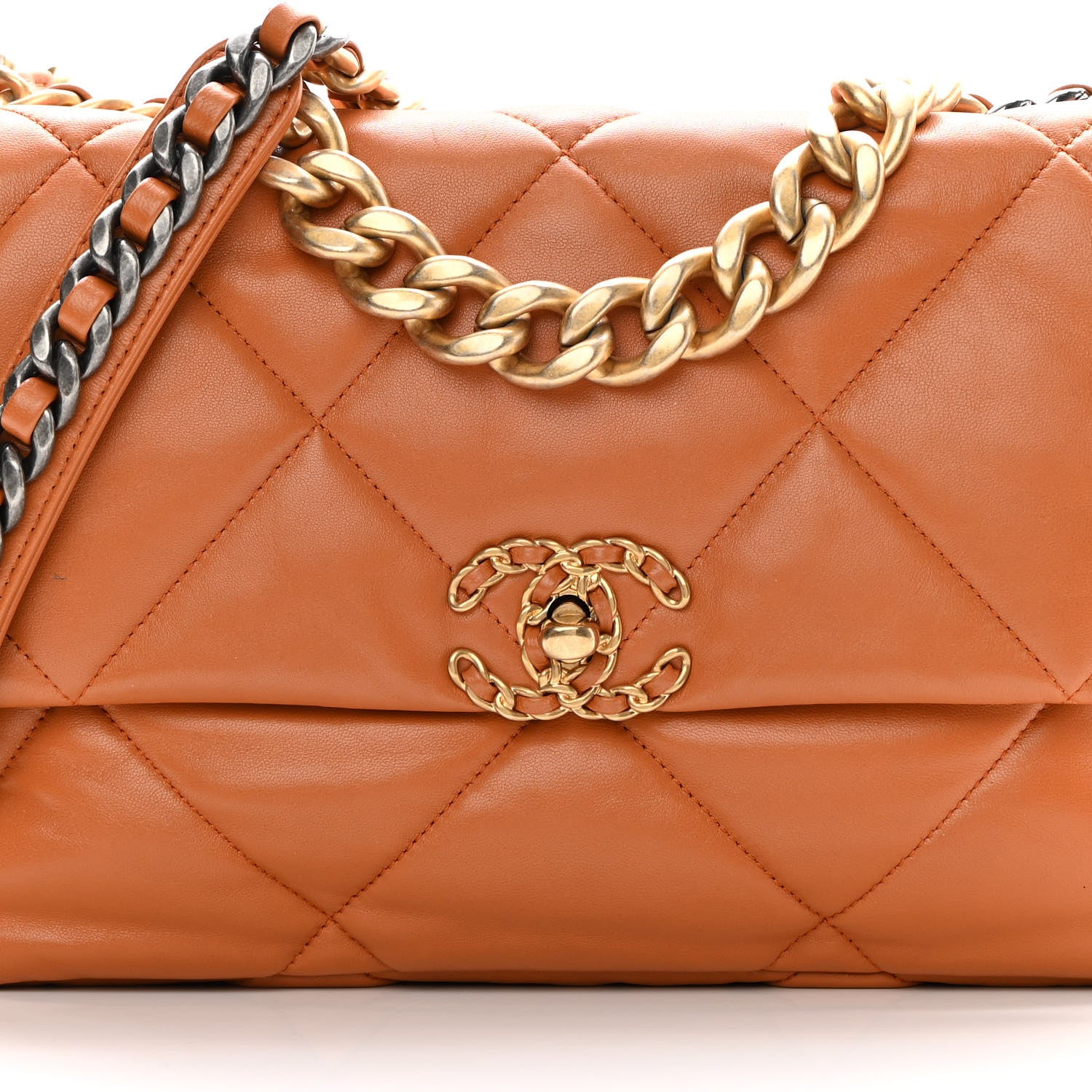 Chanel Lambskin Quilted Large Chanel 19 Flap Brown 8 of 11