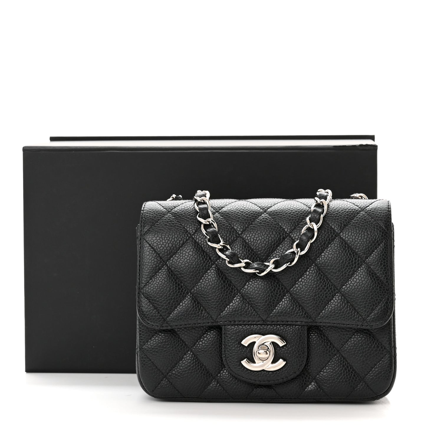 Caviar Quilted Mini Square Flap Black