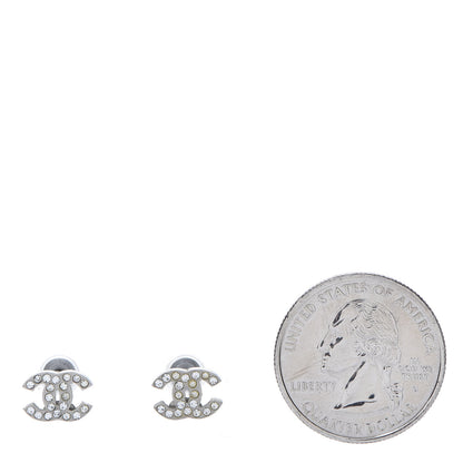 Chanel Crystal Timeless CC Earrings Silver 2 of 4