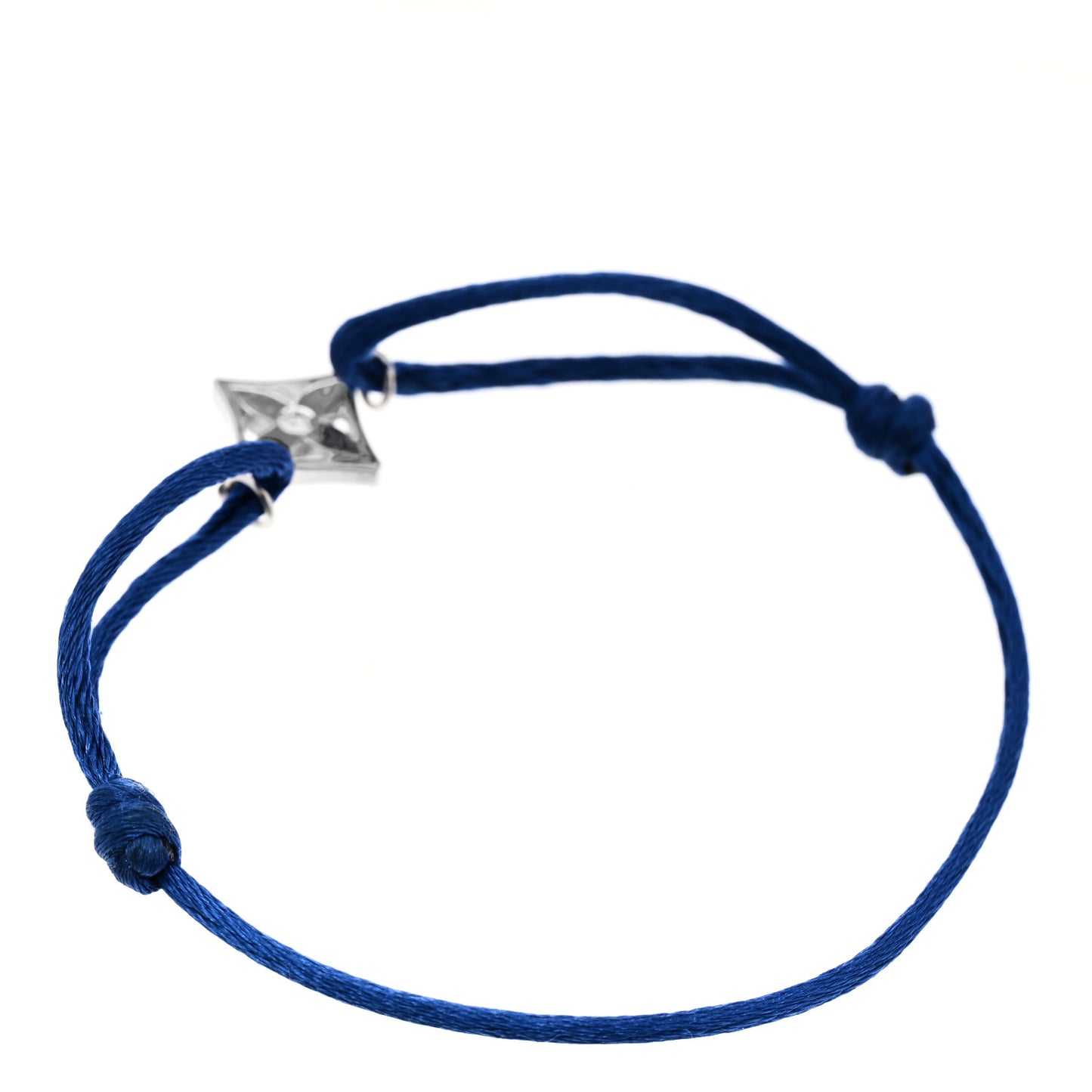 18K White Gold Diamond Idylle Blossom Cord Bracelet Blue