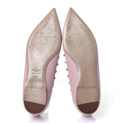 Valentino Garavani Pebbled Calfskin Rockstud Ballerina Flats 39.5 Water Rose 7 of 11