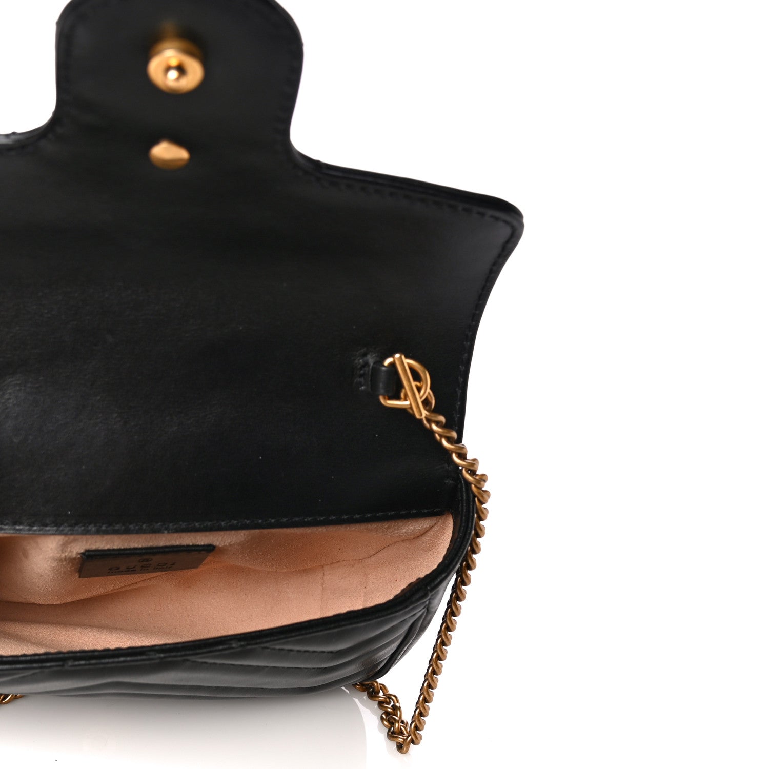 Gucci Calfskin Matelasse Super Mini GG Marmont Shoulder Bag Black 4 of 13