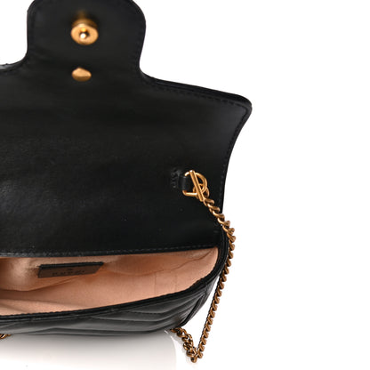 Gucci Calfskin Matelasse Super Mini GG Marmont Shoulder Bag Black 4 of 13