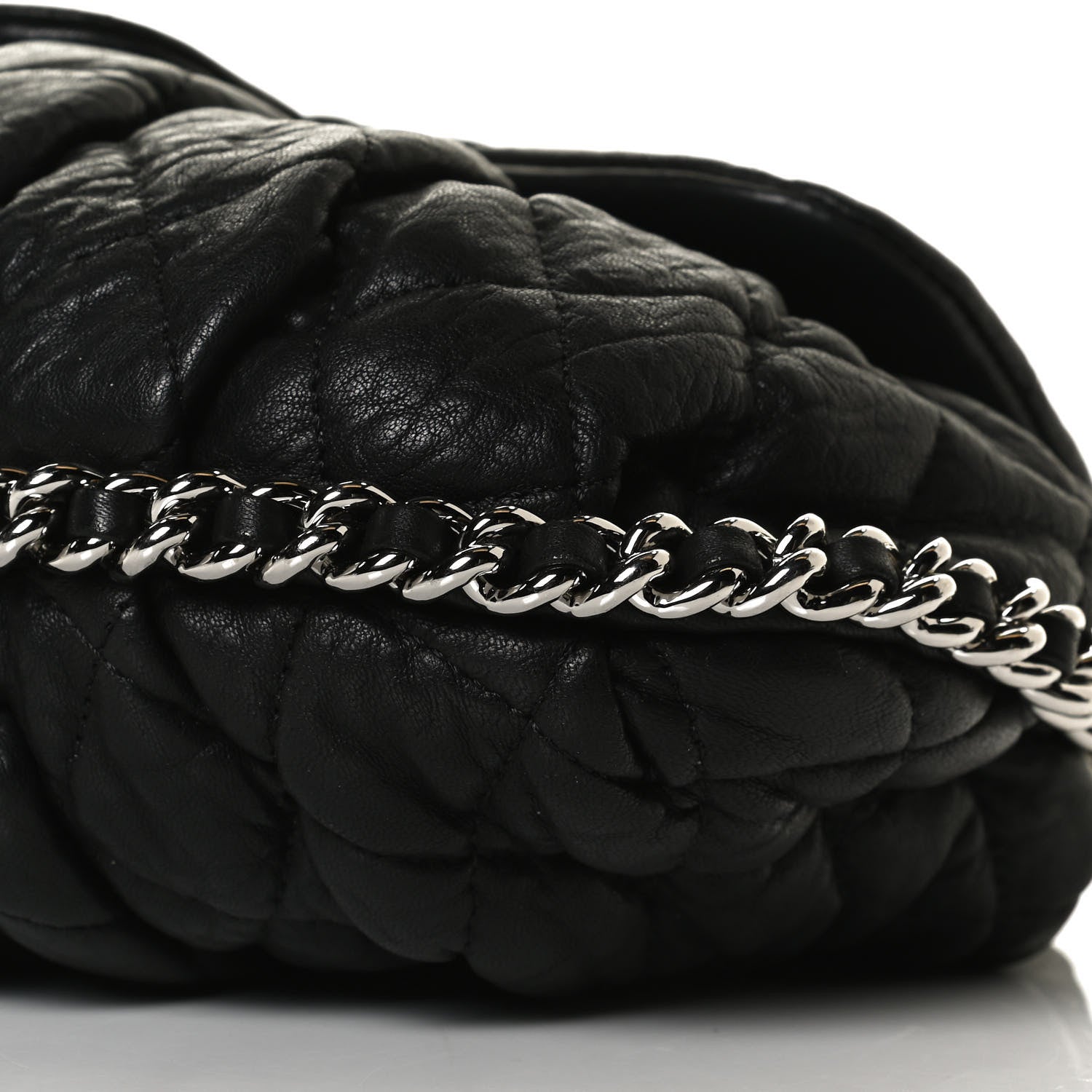 Chanel Washed Lambskin Quilted Medium Chain Around Messenger Black 10 of 15