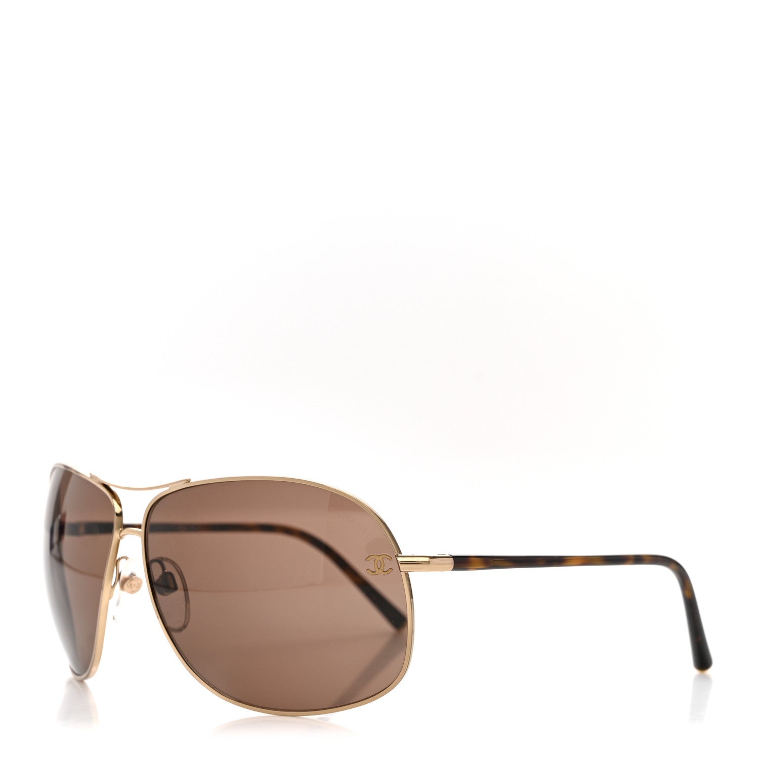 Chanel Metal CC Aviator Sunglasses 4193 Gold Havana Gold Havana 1 of 7