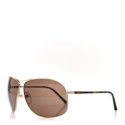 Chanel Metal CC Aviator Sunglasses 4193 Gold Havana Gold Havana 1 of 7