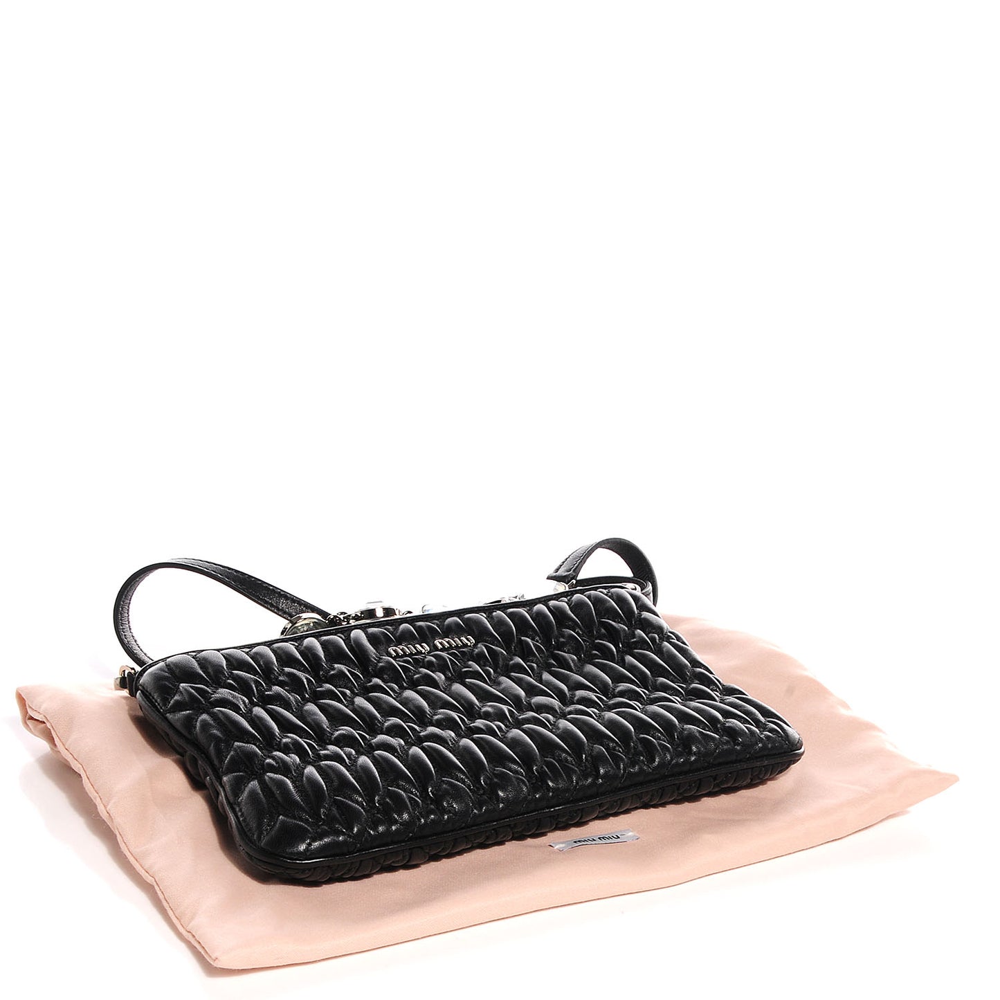 Nappa Matelasse Crystal Shoulder Bag Black