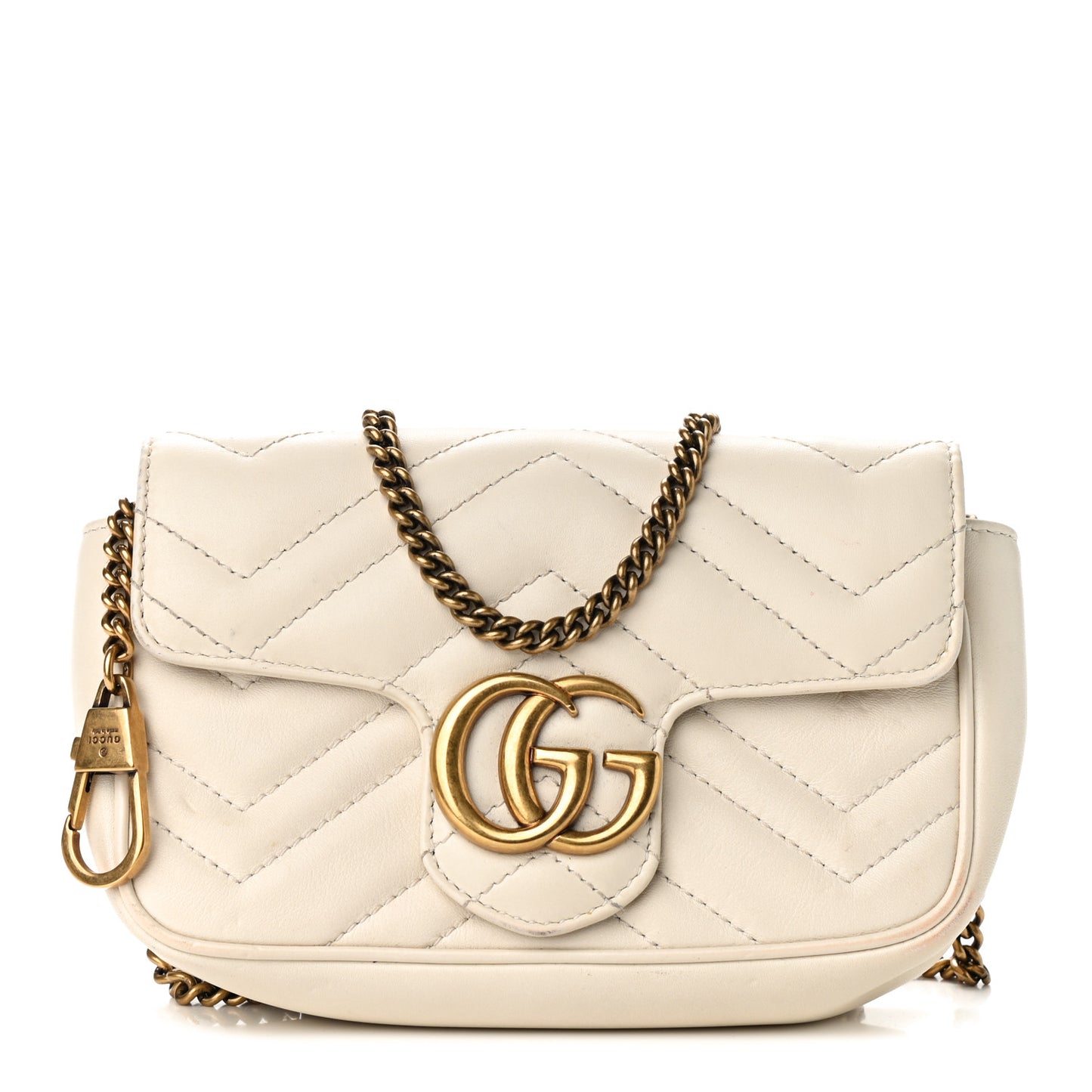 Calfskin Matelasse Super Mini GG Marmont Shoulder Bag White