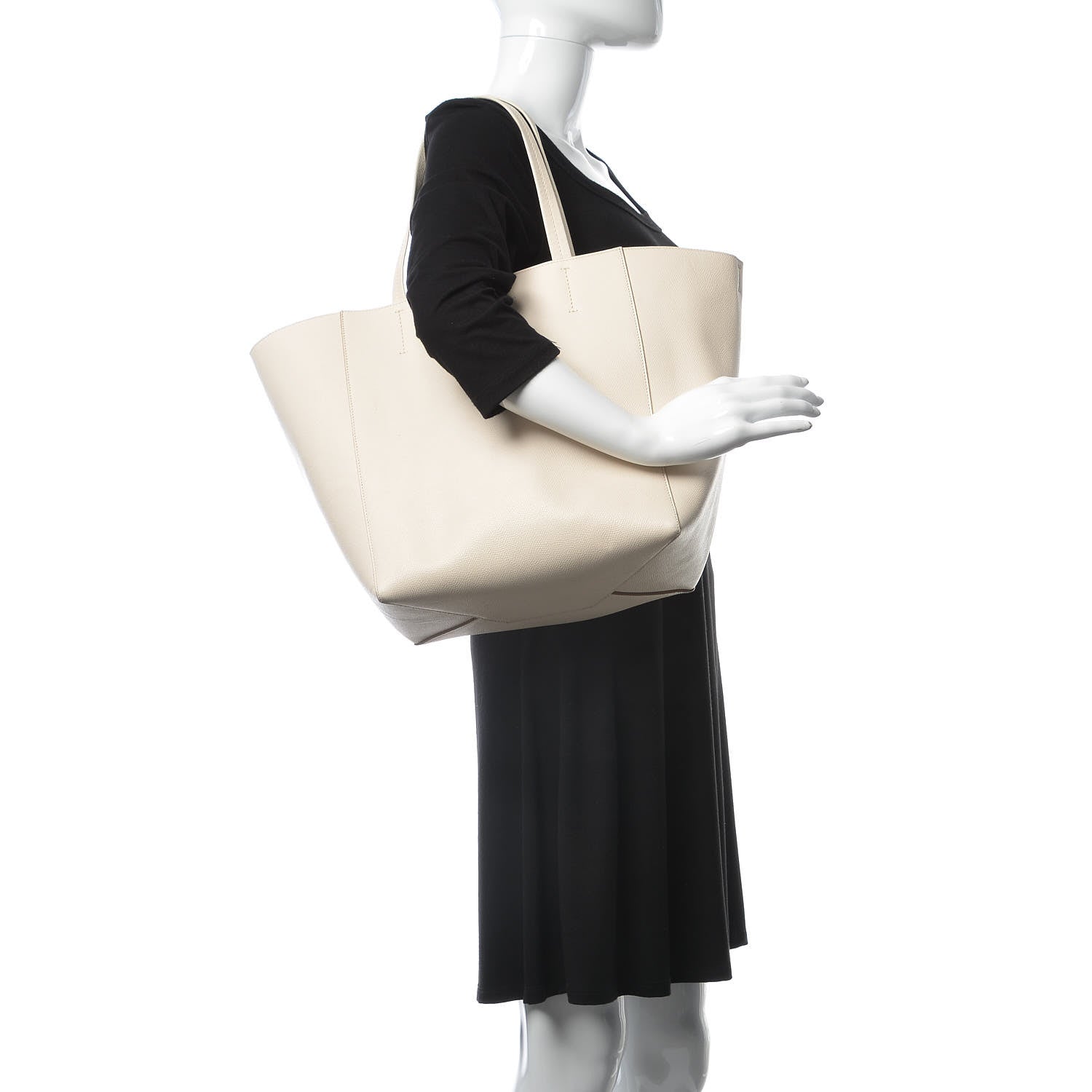 Celine Grained Calfskin Medium Horizontal Cabas Phantom White 2 of 15