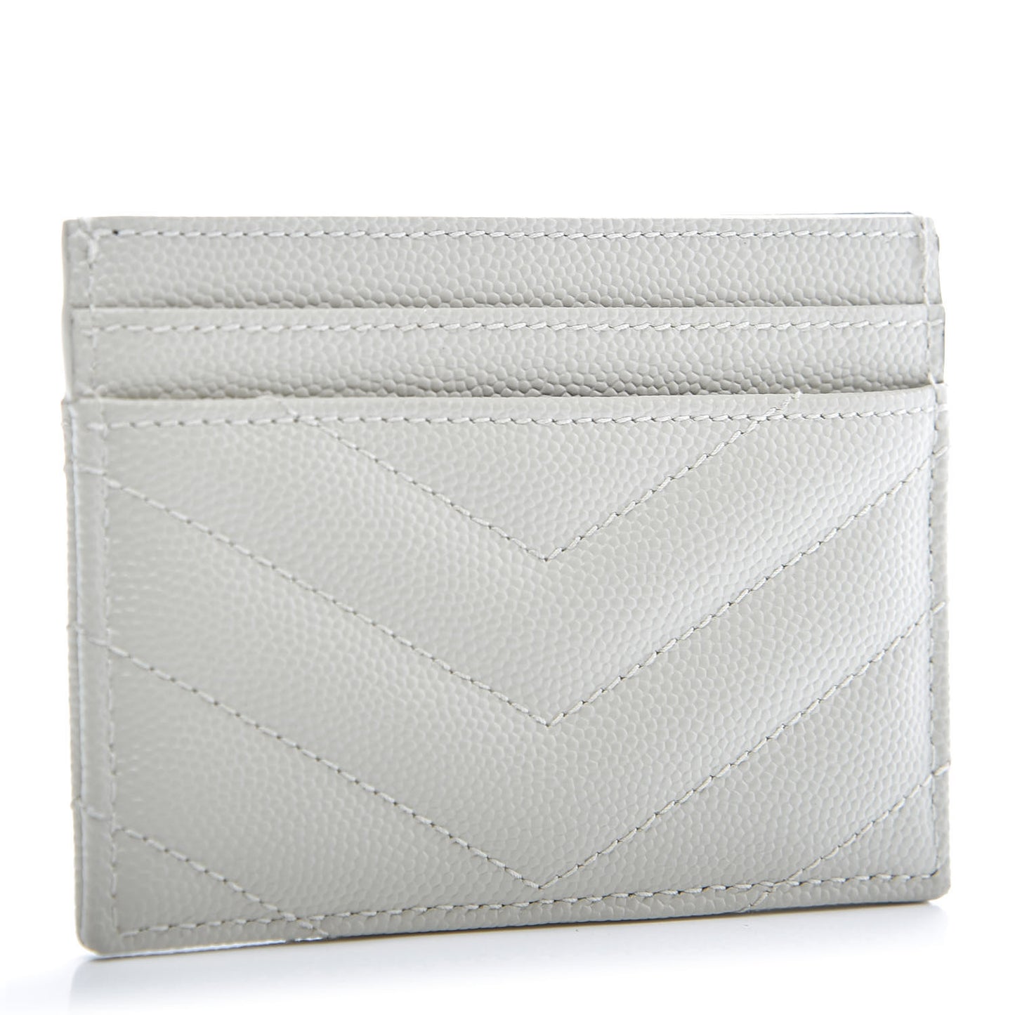 Grain De Poudre Matelasse Chevron Monogram Credit Card Case Blanc Vintage
