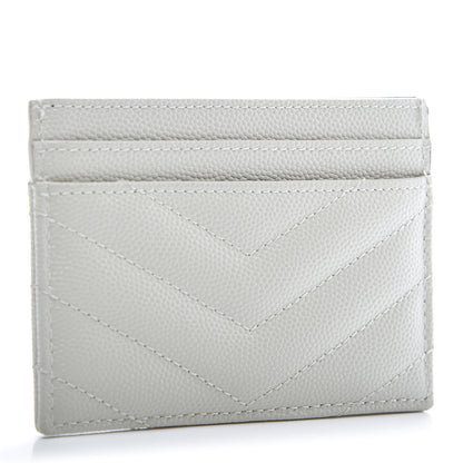 Saint Laurent Grain De Poudre Matelasse Chevron Monogram Credit Card Case Blanc Vintage 3 of 10