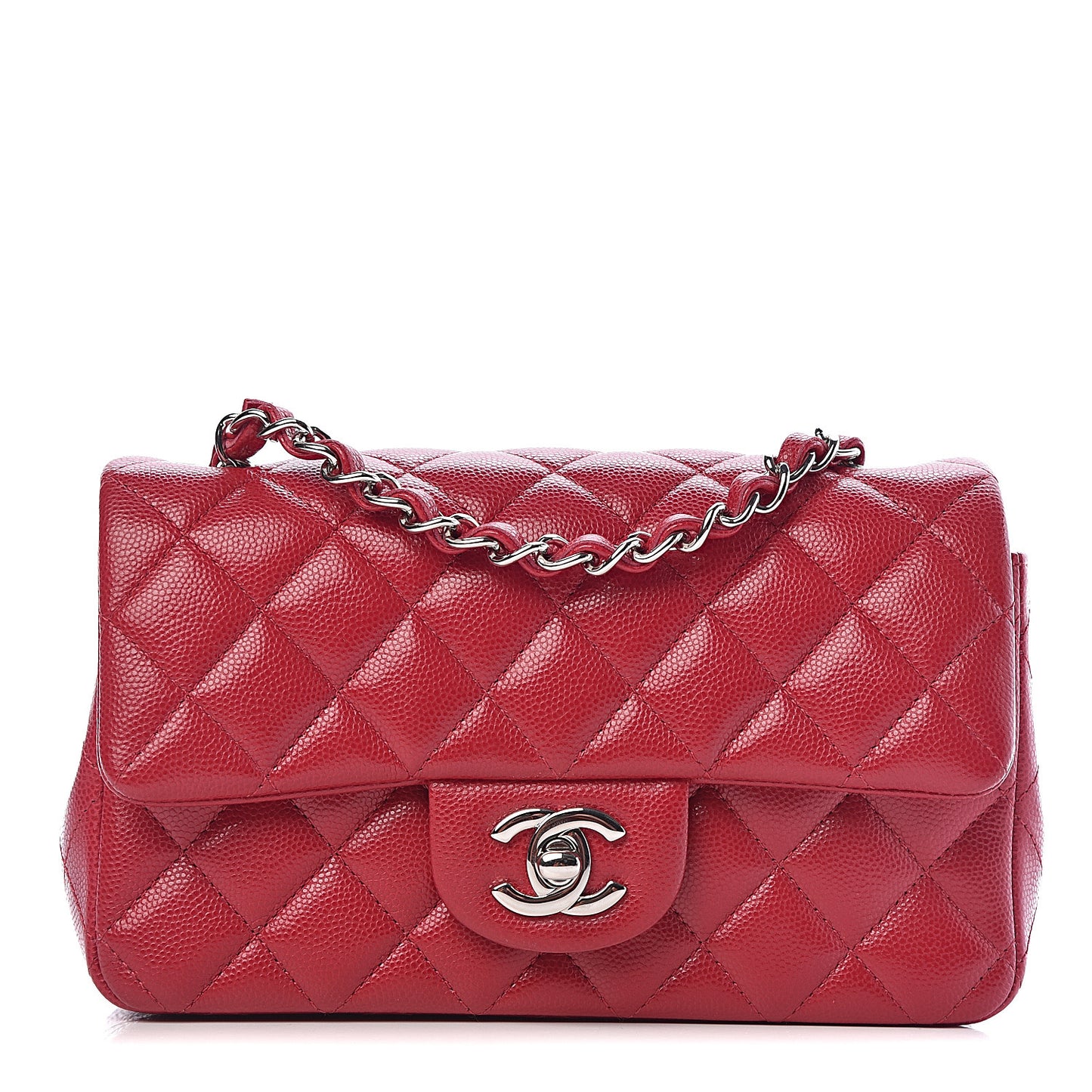 Caviar Quilted Mini Rectangular Flap Dark Pink