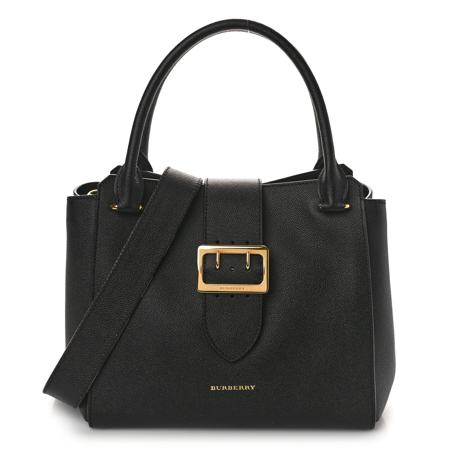 Burberry Soft Grain Calfskin Medium Buckle Tote Black 1 of 10