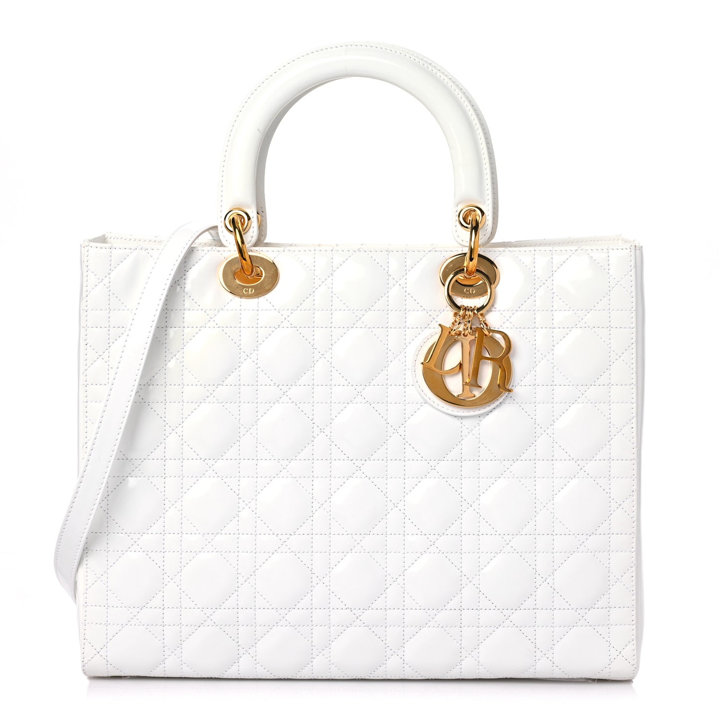 Patent Cannage Large Lady Dior White