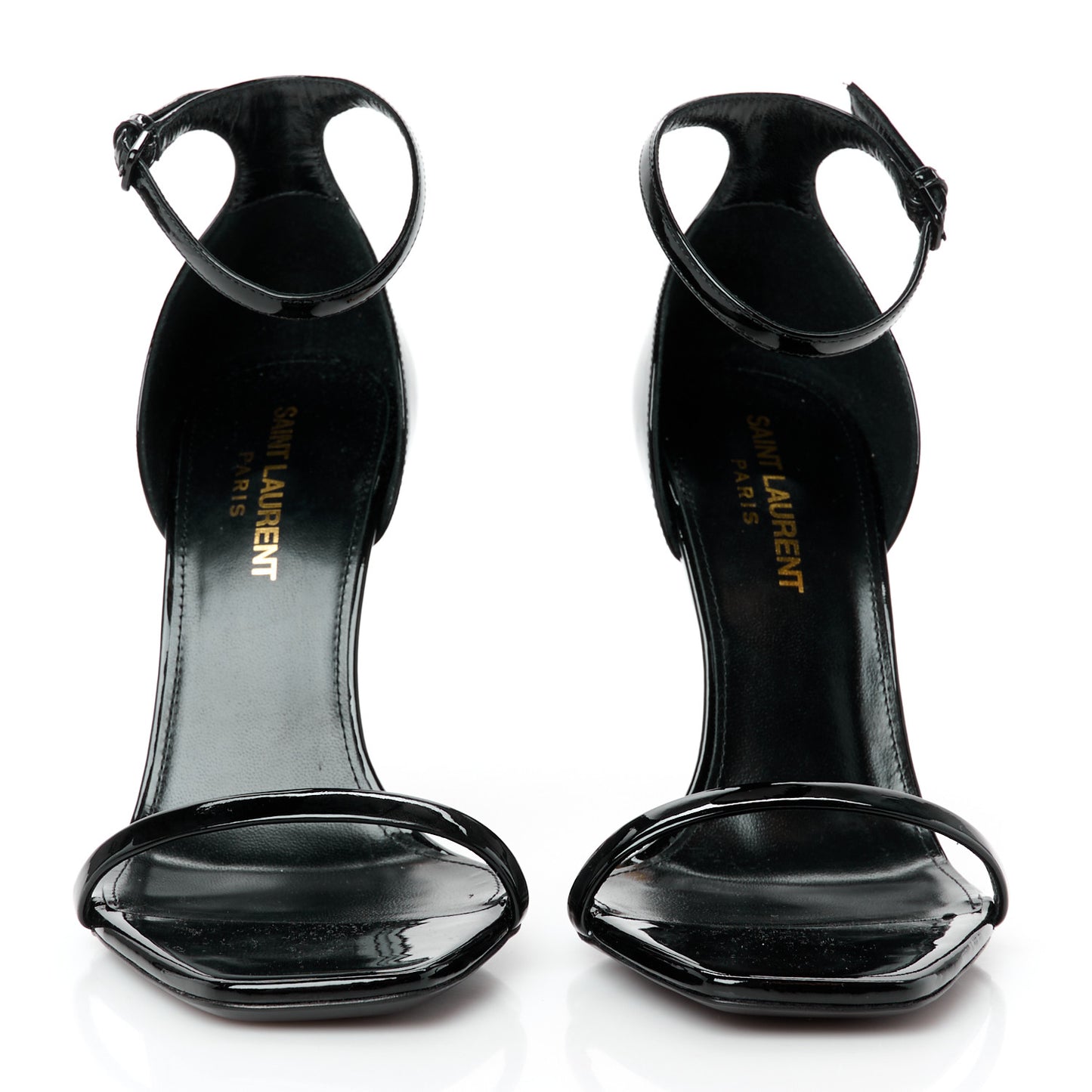 Patent Calfskin Opyum 110 Sandals 36.5 Black Gold