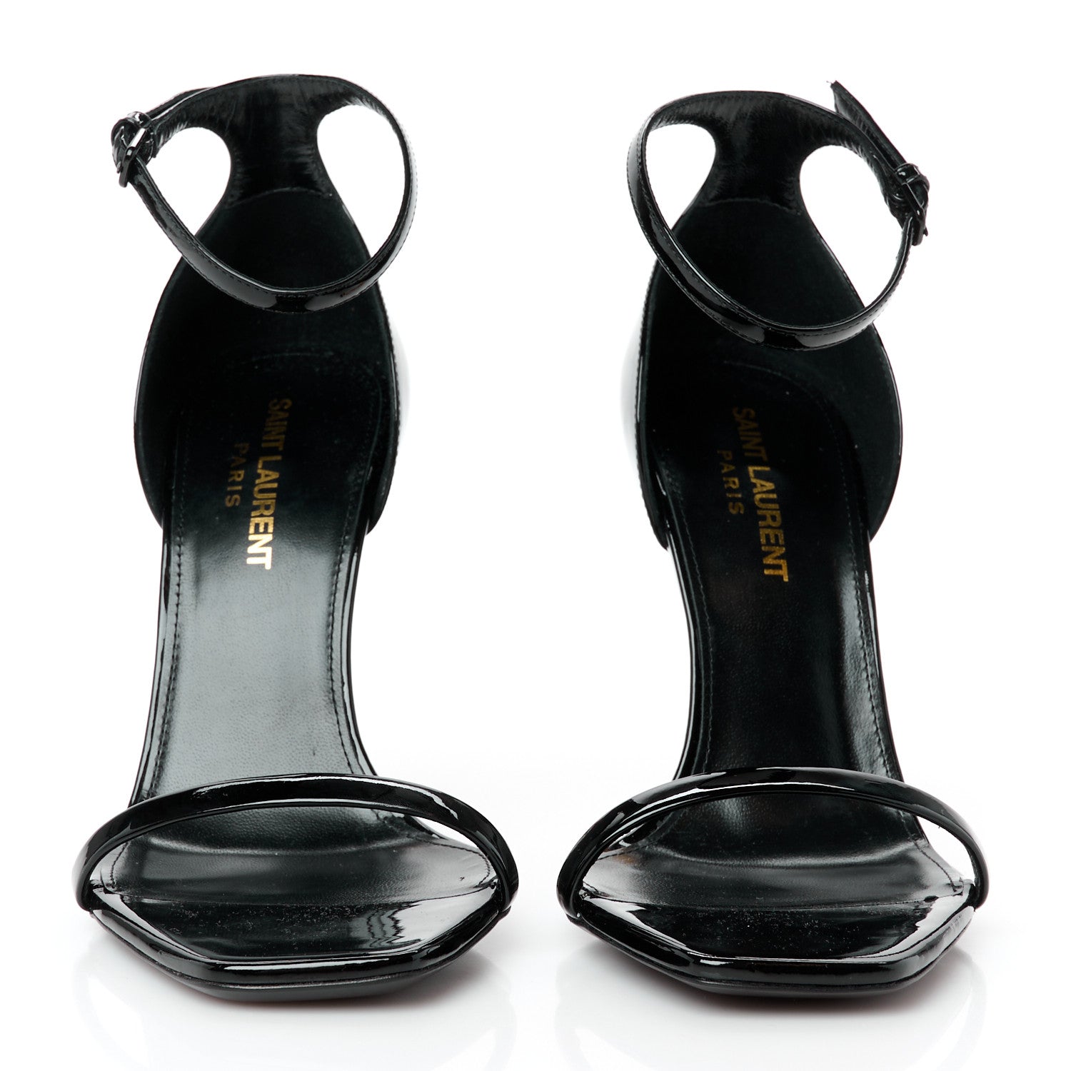 Saint Laurent Patent Calfskin Opyum 110 Sandals 36.5 Black Gold 3 of 10