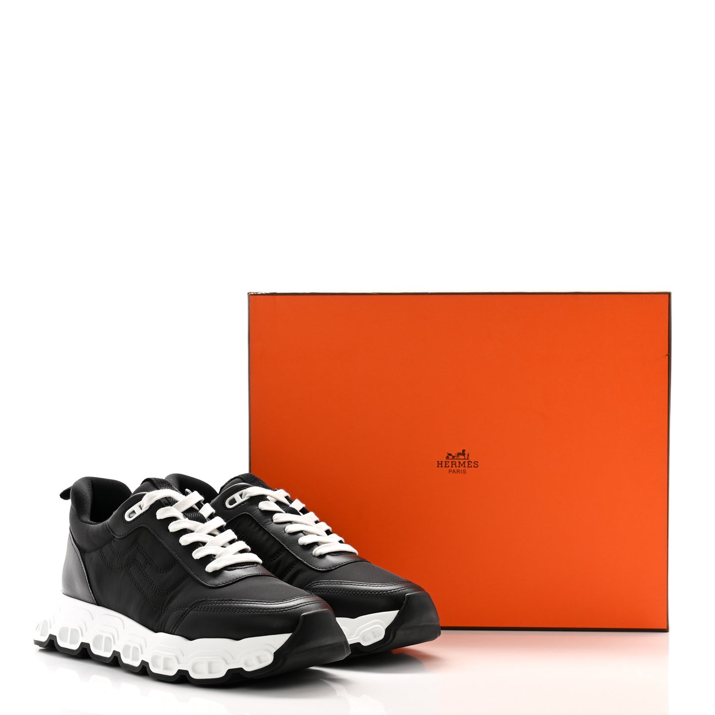 Parachute Fabric Calfskin Impulse Sneakers 40 Black