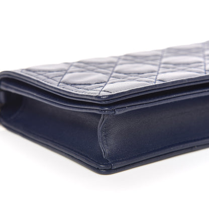 Christian Dior Lambskin Cannage Lady Dior Convertible Clutch Navy Blue 9 of 11