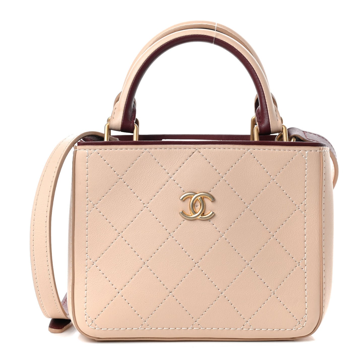 Bullskin Stitched Bi-Color Small So Light Shoulder Bag Beige