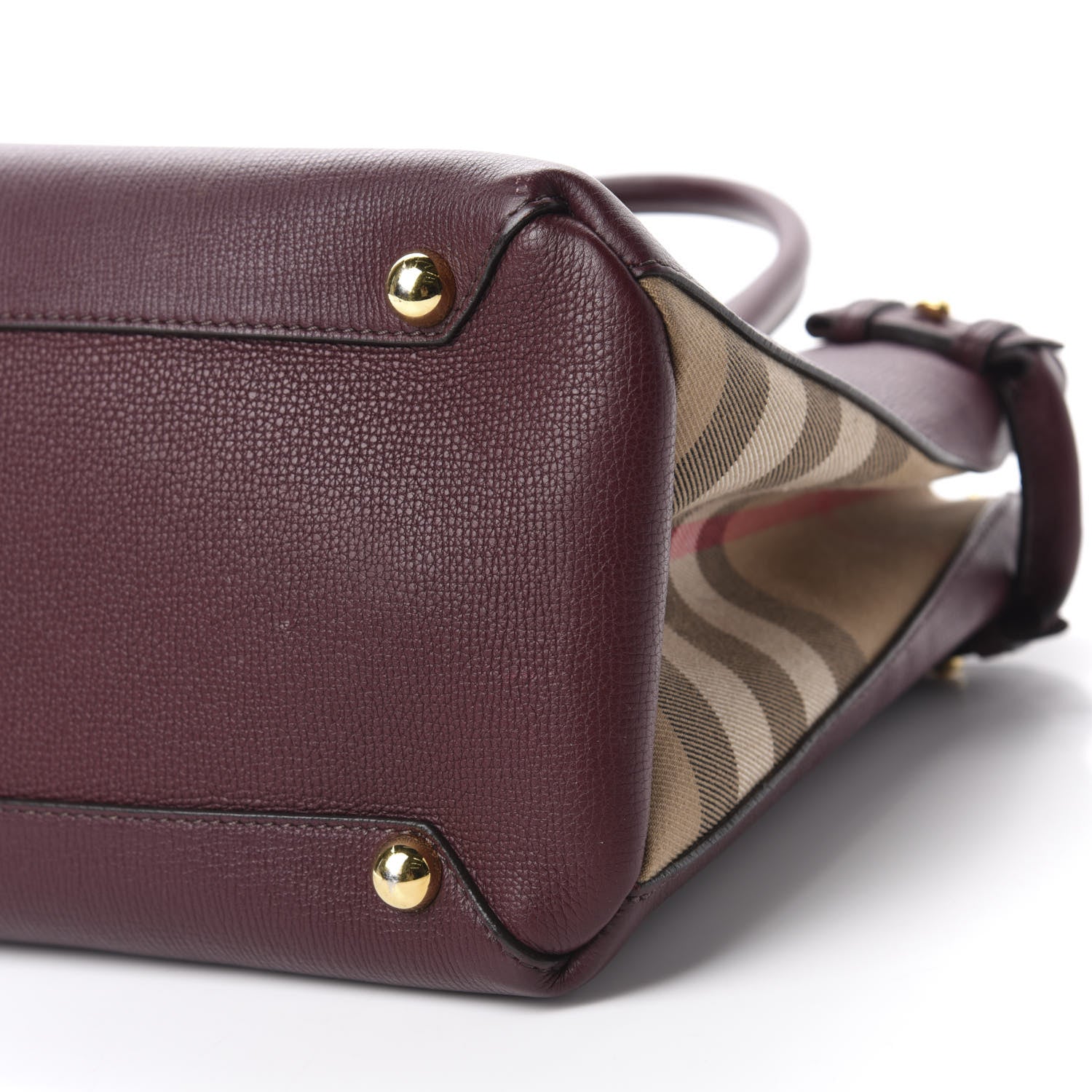 Burberry Grainy Calfskin House Check Medium Banner Tote Mahogany Red 7 of 10