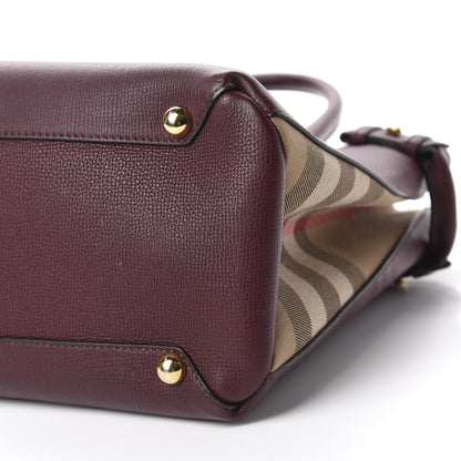 Burberry Grainy Calfskin House Check Medium Banner Tote Mahogany Red 7 of 10