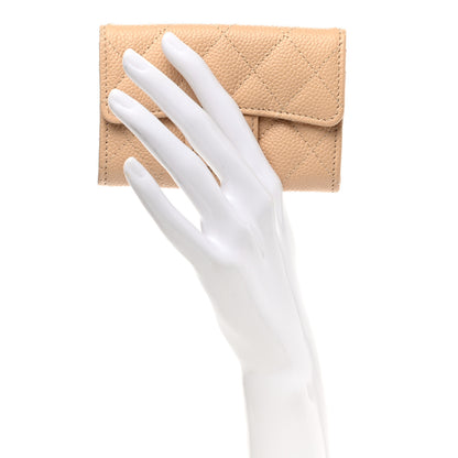 Chanel Caviar Quilted Flap Card Holder Wallet Beige 2 of 8